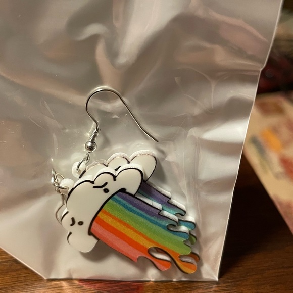 ☁️ 🌈 Cloud Vomiting Rainbow Fashion Earrings ☁️ 🌈 - Picture 5 of 5